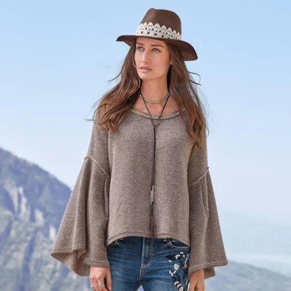 Sundance Purple Wool Blend Bell Sleeve Sweater Size Large Womens Boho Lagenlook - Picture 1 of 8